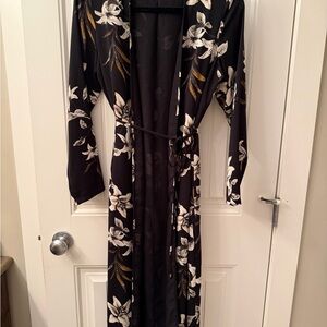 Dynamite Black Floral Kimono Duster Maxi Cardigan